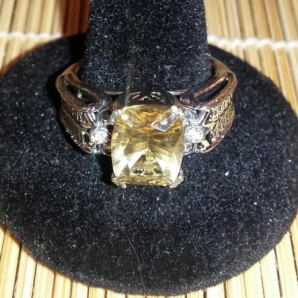Karis Collection Citrine Stainless Steel Ring 8